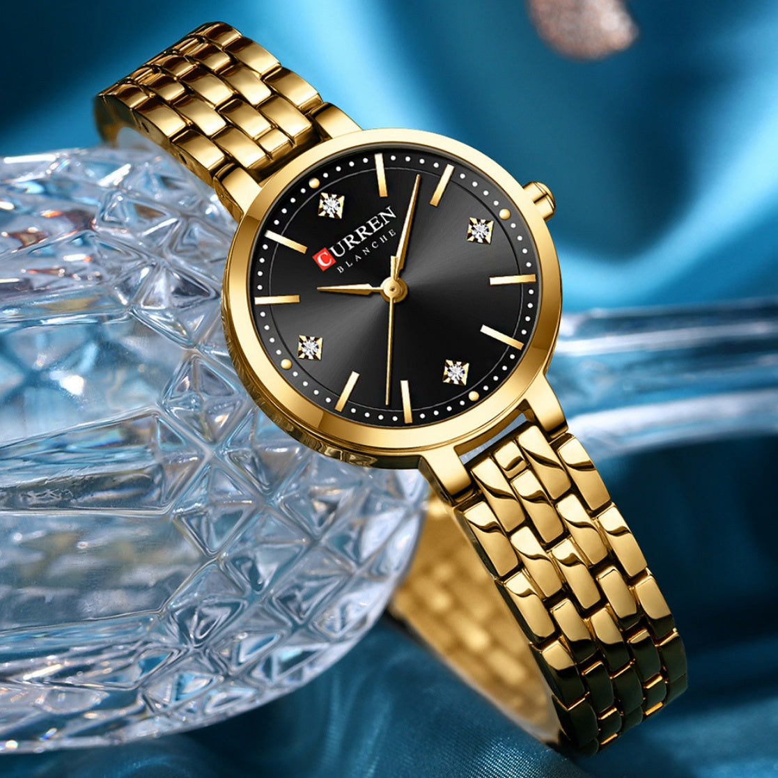 Women's waterproof quartz watch with elegant small dial
