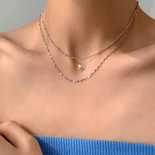Vintage alloy star pendant necklace with layered collarbone chain