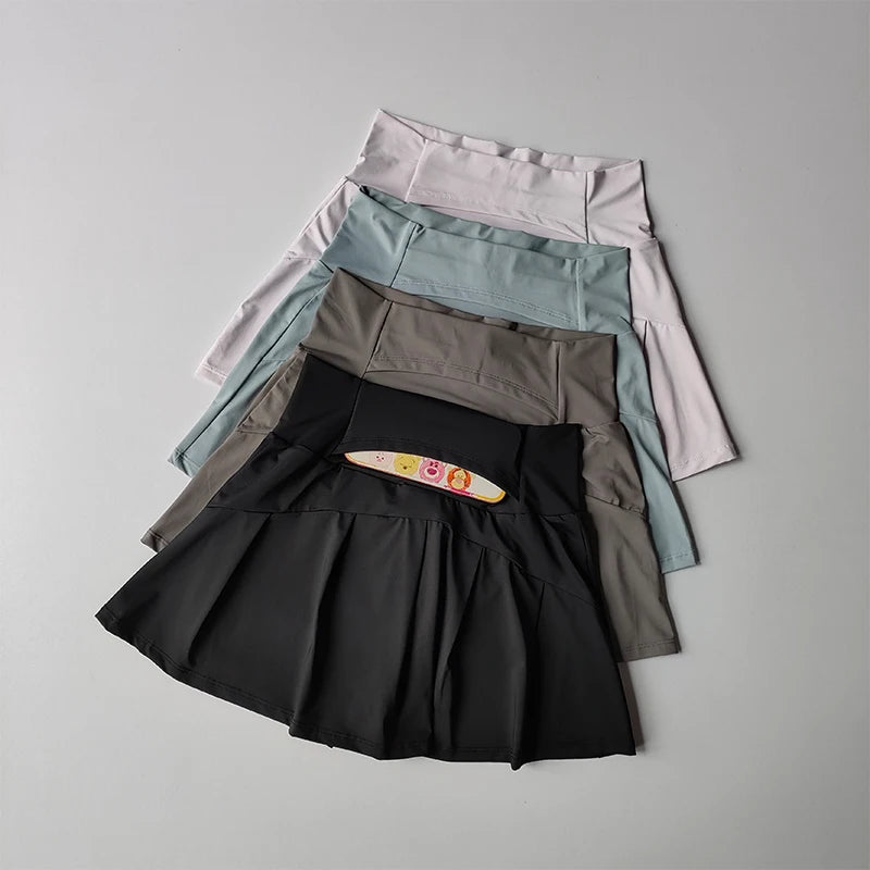 Women's Sports Skirt with high waist, quick dry fabric, and built-in shorts for yoga, tennis, running, and golf