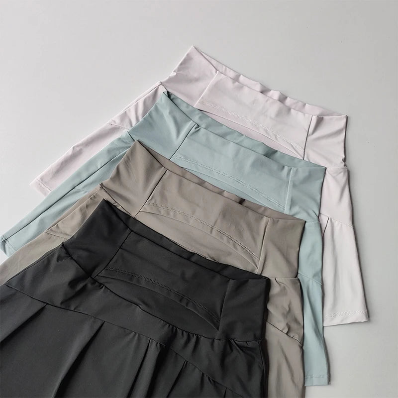 Women's Sports Skirt with high waist, quick dry fabric, and built-in shorts for yoga, tennis, running, and golf