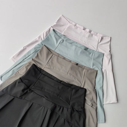 Women's Sports Skirt with high waist, quick dry fabric, and built-in shorts for yoga, tennis, running, and golf