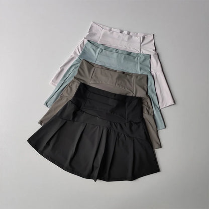 Women's Sports Skirt with high waist, quick dry fabric, and built-in shorts for yoga, tennis, running, and golf