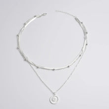 925 sterling silver three layer necklace with round charm