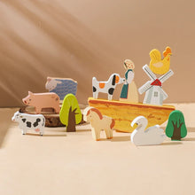 Wooden farm animal Montessori set for toddler learning and play


